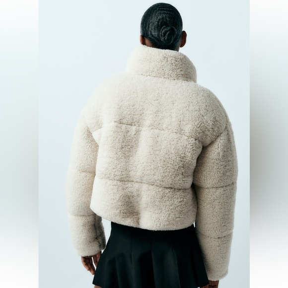 Zara faux shearling quilted anorak 1255/826 XS teddy Sherpa winter jacket coat - Picture 7 of 13